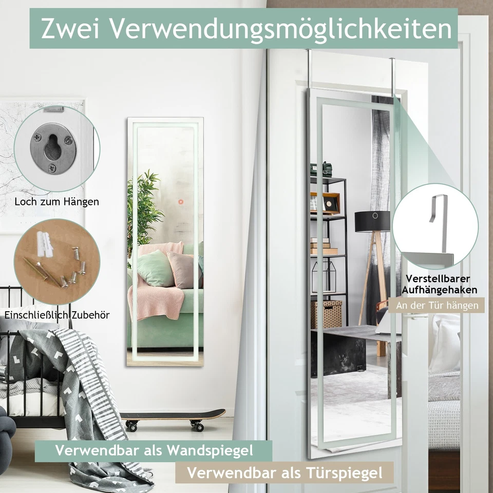 Wandspiegel mit Touchscreen & LED Spiegel Ganzkörperspiegel Hängespiegel - Bild 3 von 4