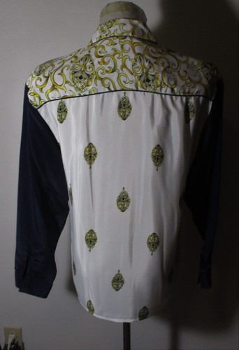 Blusa MARTINIQUE Vintage Blanco Azul Manga Larga Borla Talla 6 - Imagen 5 de 6