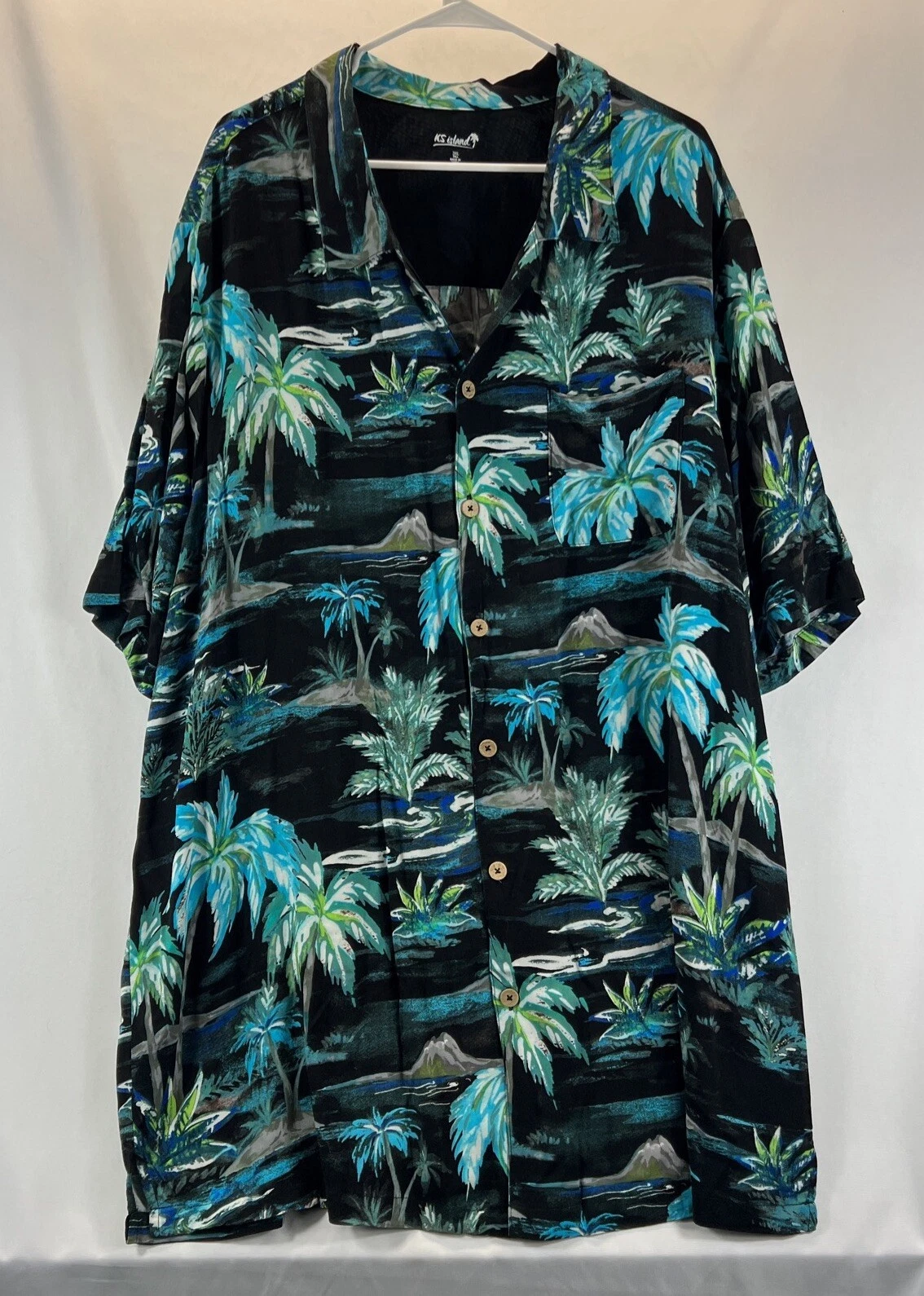 KS Island Men's Multicolor Short Sleeve Button Up Collared Hawaiian Shirt Sz 3XL