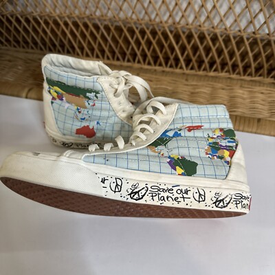 Vans Sk8 Hi Reissue Shoe Mens /Women Save Our Planet Off The Wall  Used