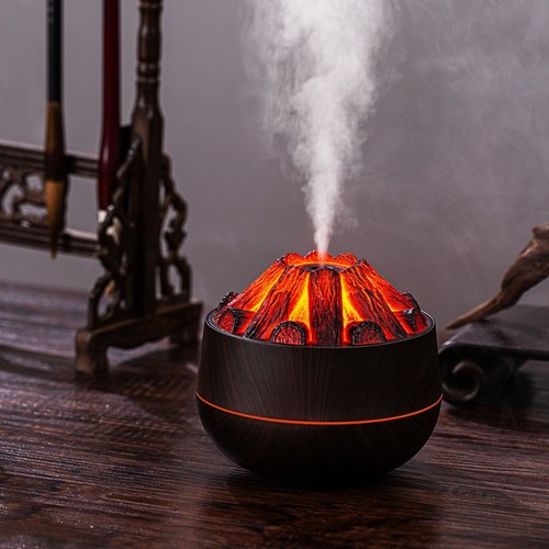 3D Charcoal Effect Humidifier, 300ml Capacity, USB Powered, Wood Grain Design - Picture 24 of 31