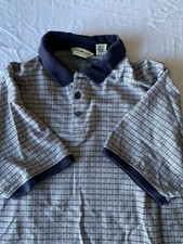 Eddie Bauer 90's Polo Shirt  Men L  Short Sleeves  Checkered  Blue  Grey