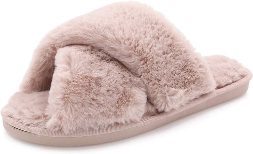 U-slide Women’s Cross Band Soft Plush Fluffy Furry Fleece House Indoor or Out... - Picture 15 of 49