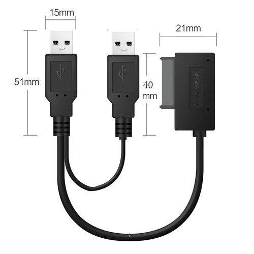 USB2.0 to 6+7 13Pin SATA Cable With USB2.0 Power Supply For Laptop CDDVD Adapter - Picture 4 of 6