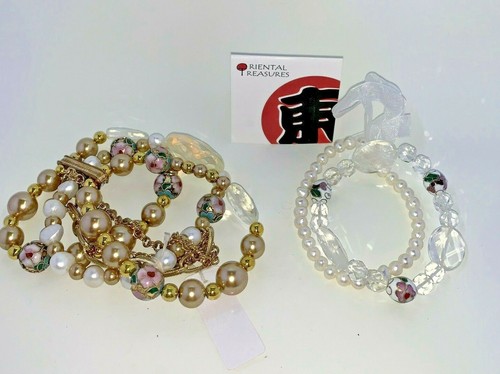 Oriental Treasures Multi Strand Beaded Cloisonné Stretch Bracelets Dong S Suh - Picture 9 of 12