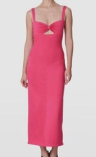 $2690 Carolina Herrera Women's Pink Sweetheart Silk-Blend Dress Size Small