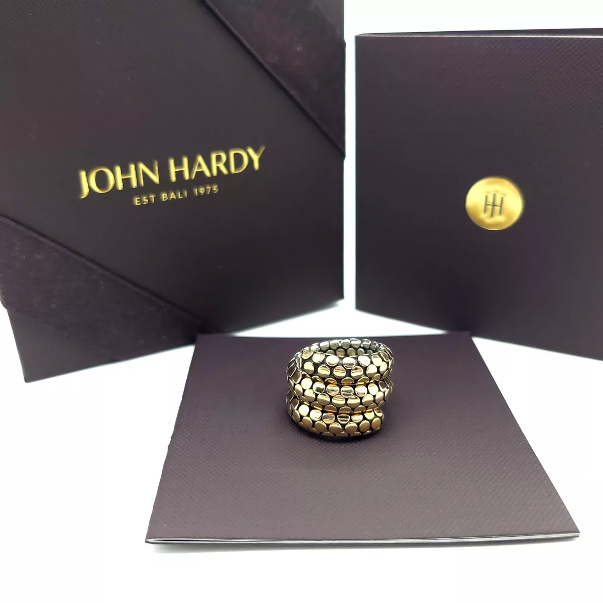 New John Hardy Sterling Silver 18k Rose Gold Double Coil Dot