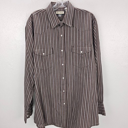 Roper Gold Collection L 16.5-35 Western Shirt Metallic Lurex Threads Pearl Snap - Picture 2 of 17