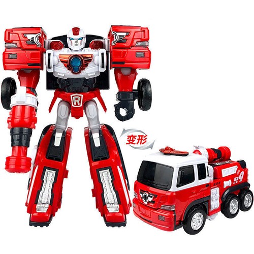 9.5" Tobot V Galaxy Rescue Flame Detectives Figure Boys Toy Fire Truck Robot - Picture 3 of 10