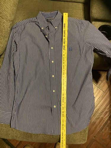 Chaps Button Down Shirt Mens M Blue Striped Easy Care Collared Casual Workwear - Picture 3 of 7