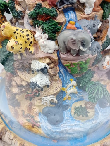 Vintage Noah's Ark Music Box By Bill Bell Glass Dome Cover - Picture 2 of 10