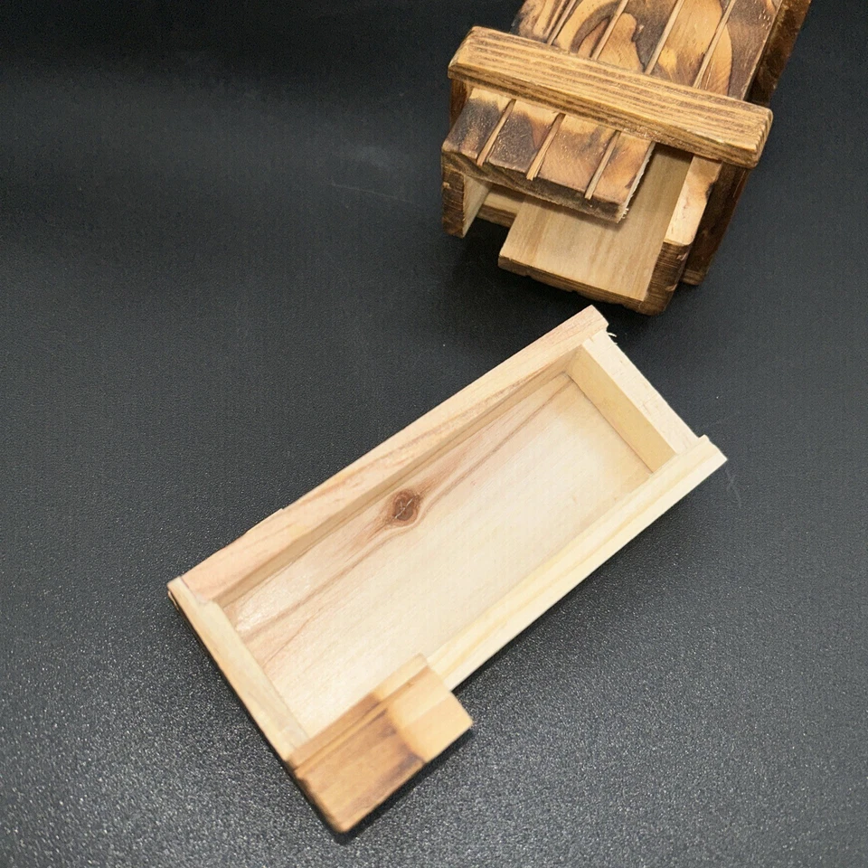 "Mini caja réplica de munición militar 4x3"" rompecabezas mágico de madera compartimento oculto" Foto 2 de 4
