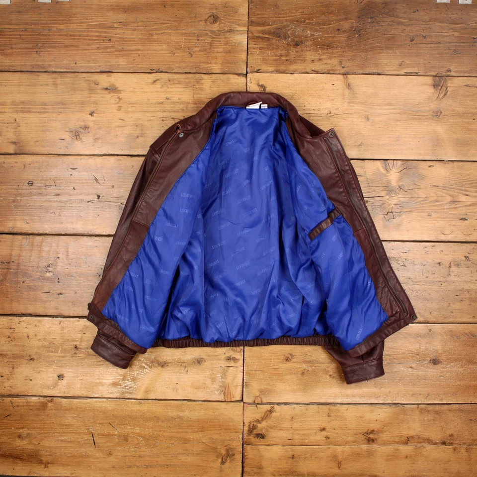 Chaqueta de cuero vintage Merit Awards L años 90 bombardero papá marrón Foto 4 de 4