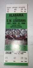 Alabama vs SW Louisiana Football game Day ticket Stub. 1988