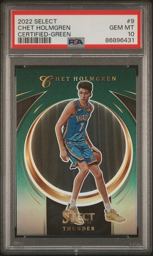 Chet Holmgren 2022-23 Panini Select Rookie Certified Gren RC #9 PSA 10