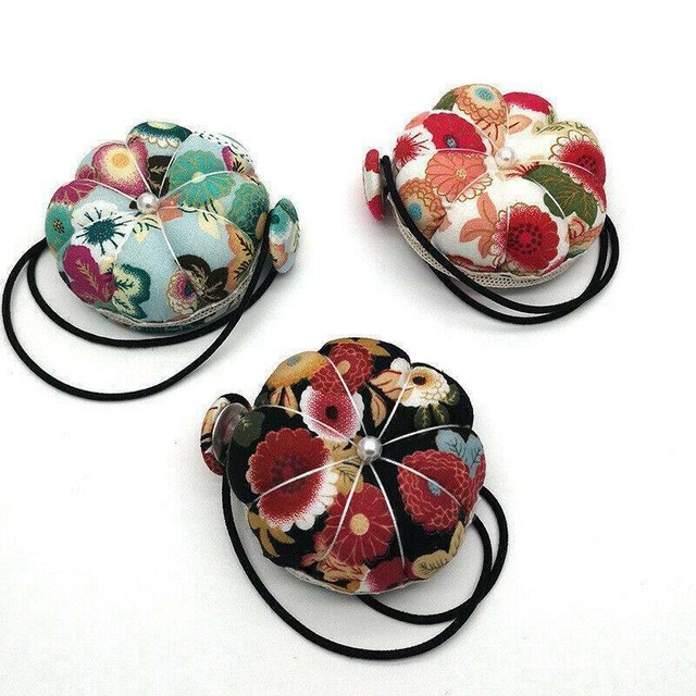 Flower Shape Red Rose Quality Pin Cushion Soft Fabric Elastic Wrist Strap Sewing