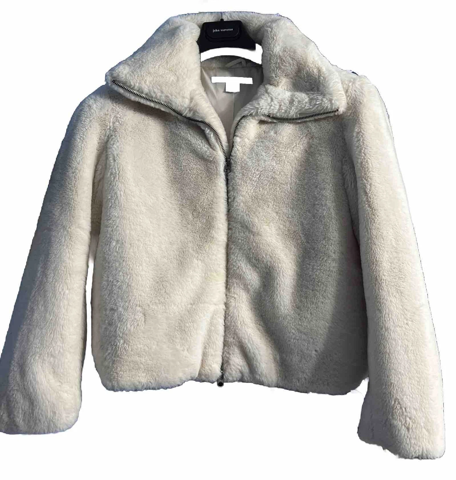 OFF WHITE Cappotto bianco French Connection pelliccia sintetica corta per donna XS