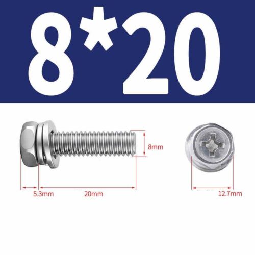 Phillips Hex Head with Washer Screws Hexagon Combination Stainless Steel M3-M10 - Picture 57 of 71