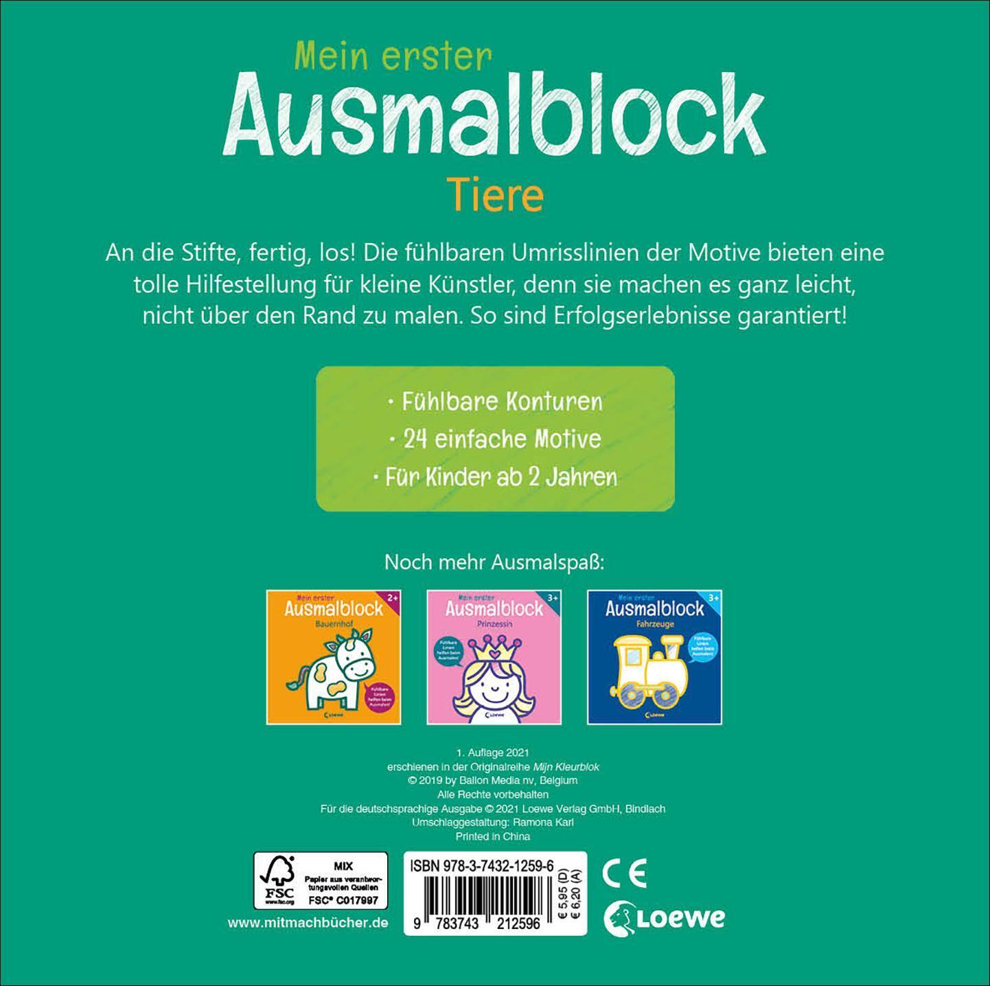 Thumbnail - Mein Erster Ausmalblock - Tiere | Loewe Kreativ (u. A.) | Taschenbuch