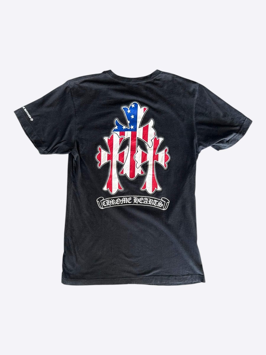 Chrome Hearts Black & White USA Triple Cross Logo T-Shirt | eBay