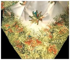 Hand Painted Sheer Silk Scarf, 30" Square