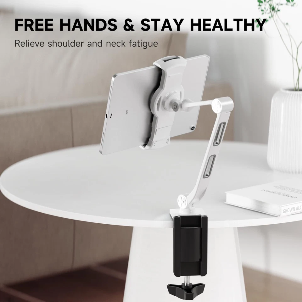 Aluminum Tablet Desk Mount Stand 360° Flexible Cell Phone Holder for iPad, iP... - Image 3 of 4