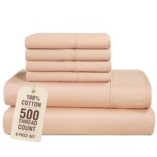 Casa Platino Cotton Sheets King Size 6 Piece Breathable Bed Sheets 500 Thread