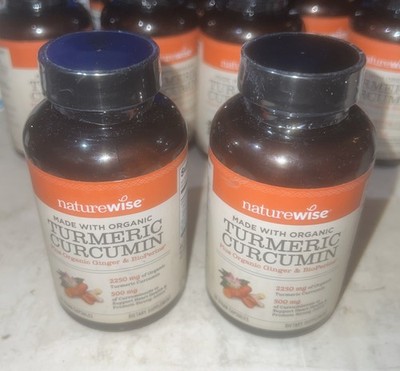2 Pack NatureWise Organic Curcumin Turmeric 2250mg Ginger BioPerine Black Pepper