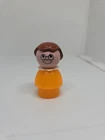 Vintage Fisher Price little people orange girl w/glasses brown hair School 2550