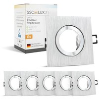 6 StüCk QW-2 Einbaustrahler Rahmen Silber Eckig IP44 Inkl. GU10 Fassung Spot