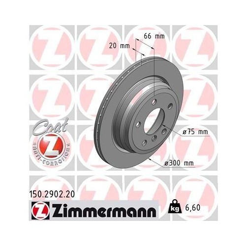 Zimmermann 150.2902.20 Bremsscheibe Hinterachse FüR Bmw Bmw (Brilliance)-image