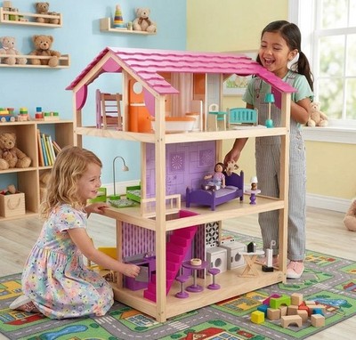   KidKraft Puppenhaus So Chic Holz 118cm 3 Ebenen 10 Zimmer inkl.46-tlg Set  