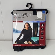 Cuddl Duds Climate Right Grid Warmth XXL Women's Long Sleeve Crew Black New