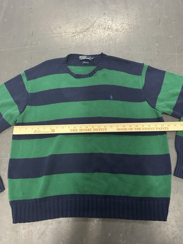 Vintage Polo Ralph Lauren Striped Sweater Size 2XL Knit Pullover Green/Blue 90s - Picture 5 of 6
