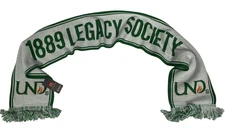 University of North Dakota Scarf Knit 1889 Legacy Society Green White NCAA UND