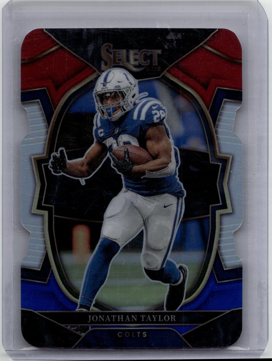 2022 Panini Select #44 Jonathan Taylor Red and Blue Prizm Die Cut