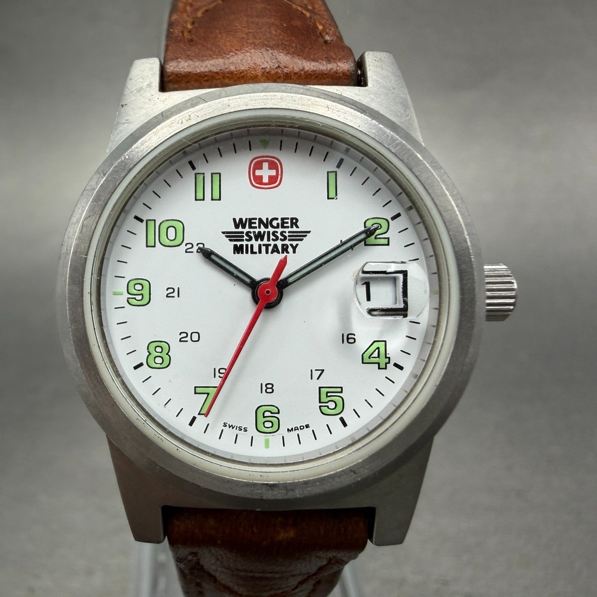 Wegner Swiss Military Watch Women 28mm White Dial Silver Tone Date