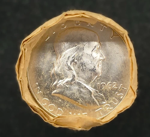 Genuine 1962-D Franklin Silver Half Dollar Original Uncirculated Roll $10 FV