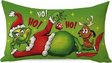 Grinch & Max Christmas Lumbar Decorative Throw Pillow Cover 12 X 20, Rectangle