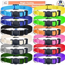 Puppy ID Collars Small Assorted Colors Set of 12 Soft Adjustable Nylon Breakaway