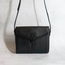 BURBERRY Vintage Flap Shoulder Bag Nova Check Black Leather