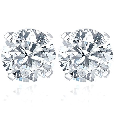 Certified 1Ct TW Round (D/E,VS) Diamond Studs 14k Gold Lab Grown