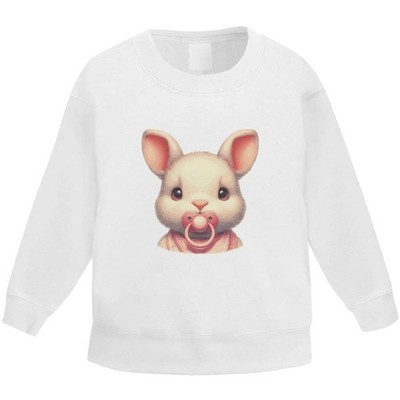 'Baby Rabbit With Pacifier' Kid's Sweatshirt / Sweater / Jumper (KW051612)