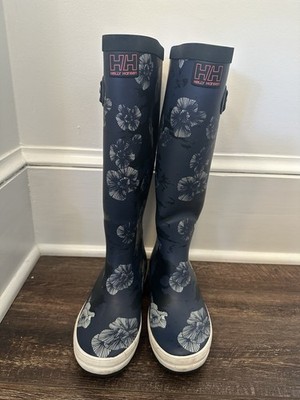 Helly Hansen Woman s Veierland 2 Rain Boots Size 5 Blue Flowers