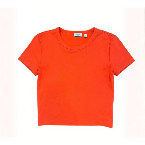 Aritzia Sunday Best Little Ribbed T Shirt Small Orange Red Fitted Baby Tee