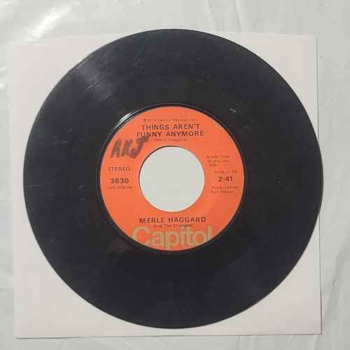 Merle Haggard ~ Honky Tonk Night Time Man/ Things Aren't Funny Anymore 45 Record - Picture 3 of 4