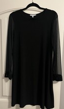 Women’s Size Large Annalee + Hope LS Black Dress Sheer Sleeve With Beaded Wrists