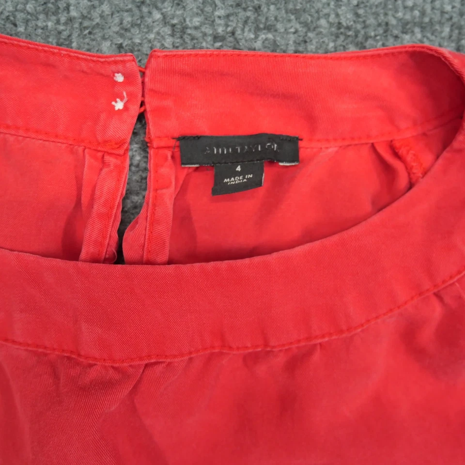 Mono Ann Taylor para mujer 4 naranja rojo manga ojales pierna ancha ligero Foto 3 de 4