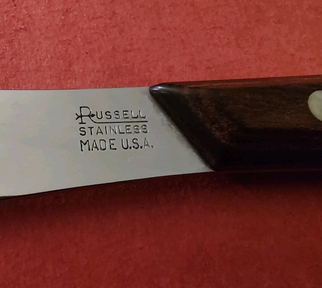 6 Russell Serrated Steak Knives Rosewood Handle USA MCM Rack Orig Box Dexter