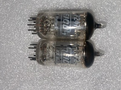 A Pair of Strong EICO/ MULLARD Short Gray Plate O Getter 7247 / 12DW7 Tubes #6